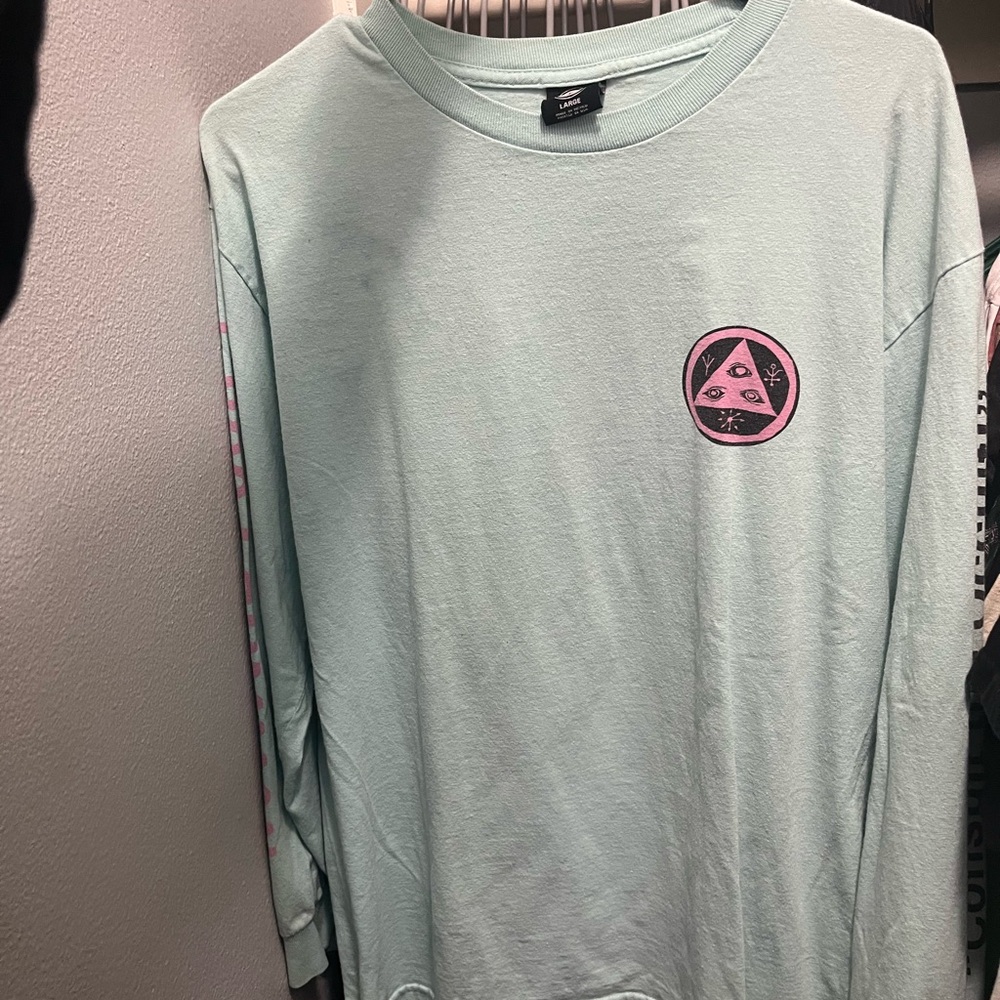 HUF Light Green Long Sleeve with Pink Graphic